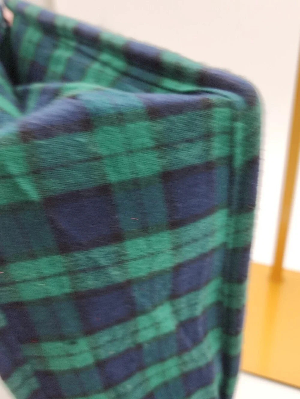 America & Beyond Green Plaid Beaded Tote